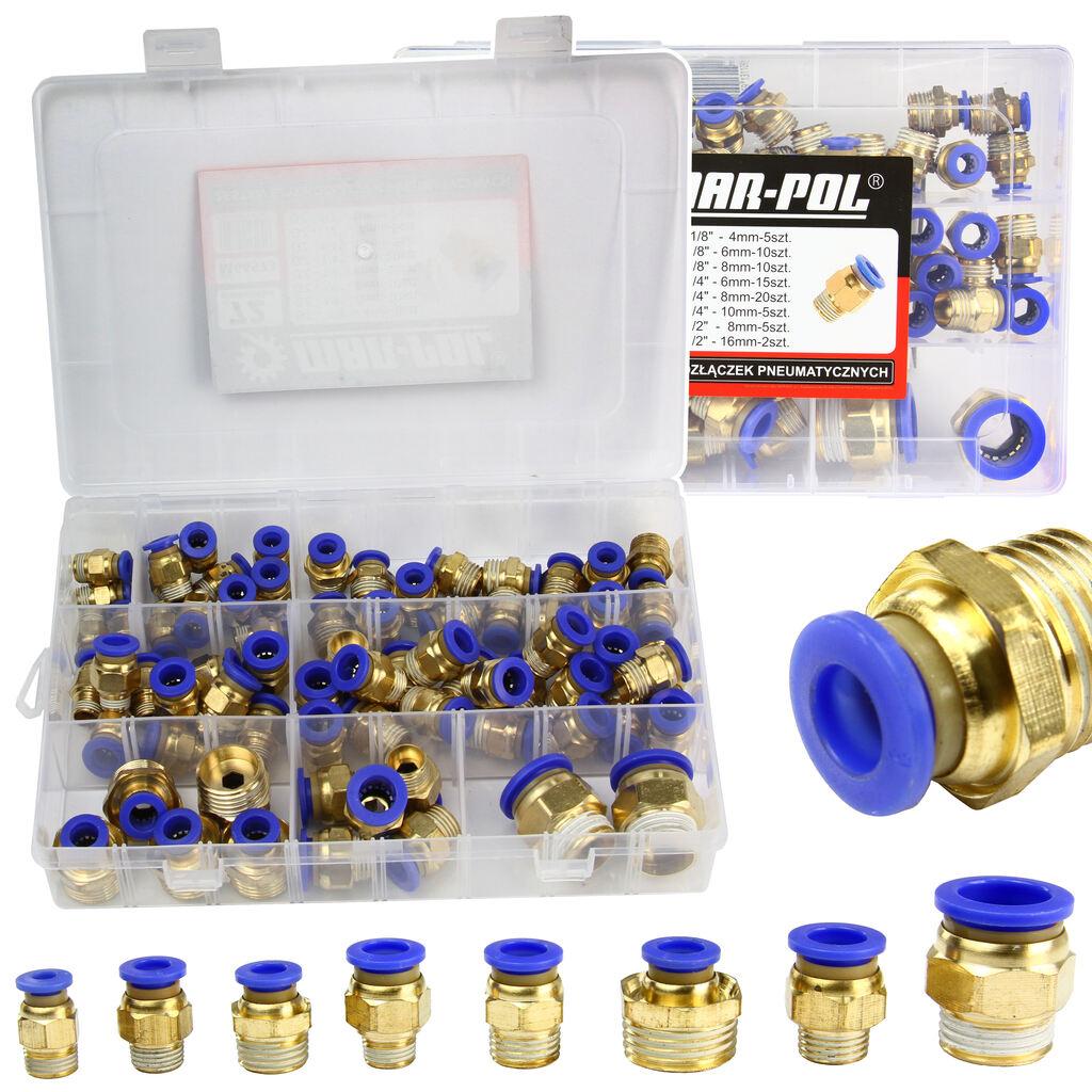 З'єднання з різьбою 1/8" 1/4" 1/2" MAR-POL M66573 пневматичні фітинги для поліуретанових шлангів