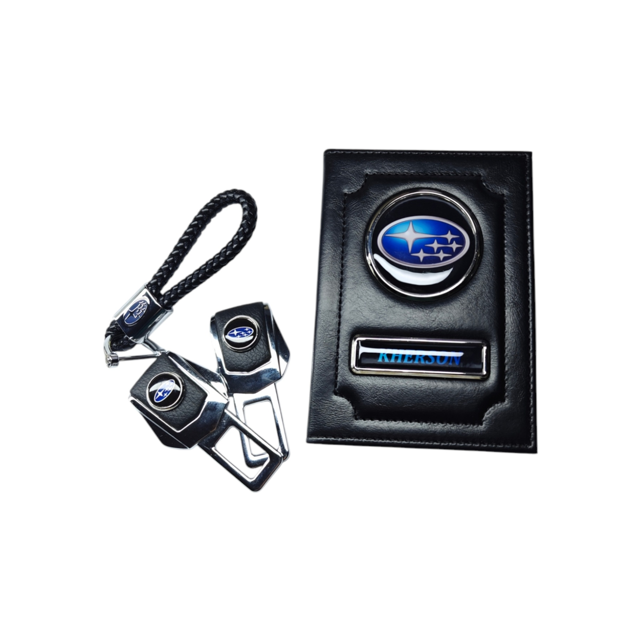 Комплект з логотипом Subaru, обкладинка, брелок, заглушки, фото 1