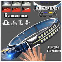 Ліхтар налобний акумуляторний з датчиком руху біле/червоне світло W691-2