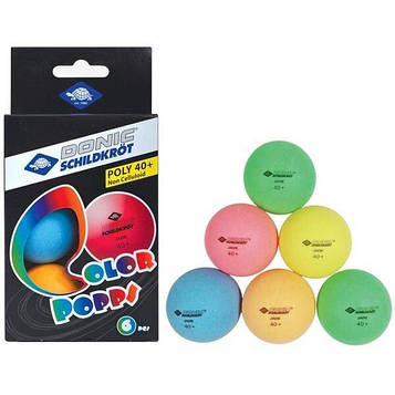 Кулі для настільного тенісу Colour Popps Poly 40+ (Оригінал) 6 шт.