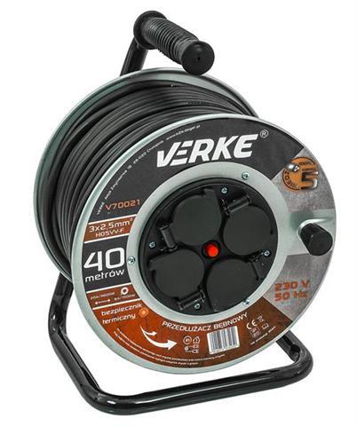 Кабель на котушці Verke V70021 подовжувач з розетками