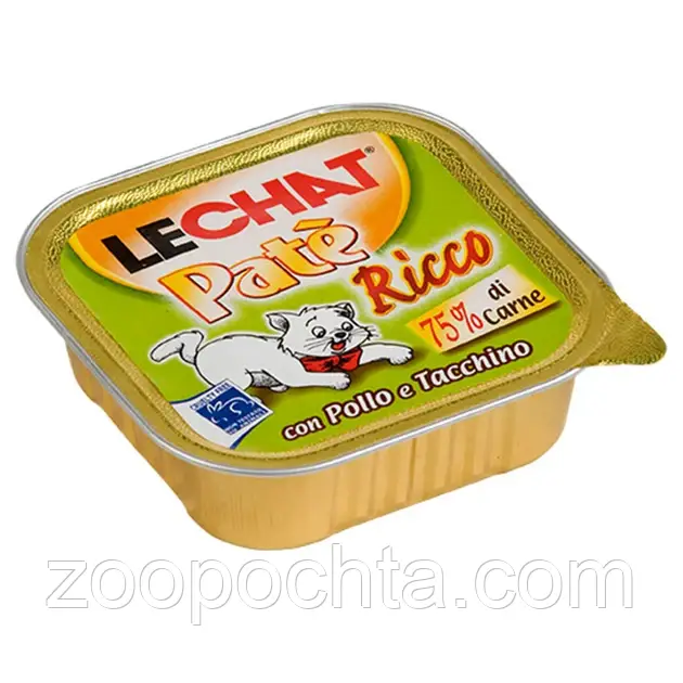 Вологий корм для котів Monge (Монж) Lechat Cat Wet Adult курка та індичка 0.1 кг