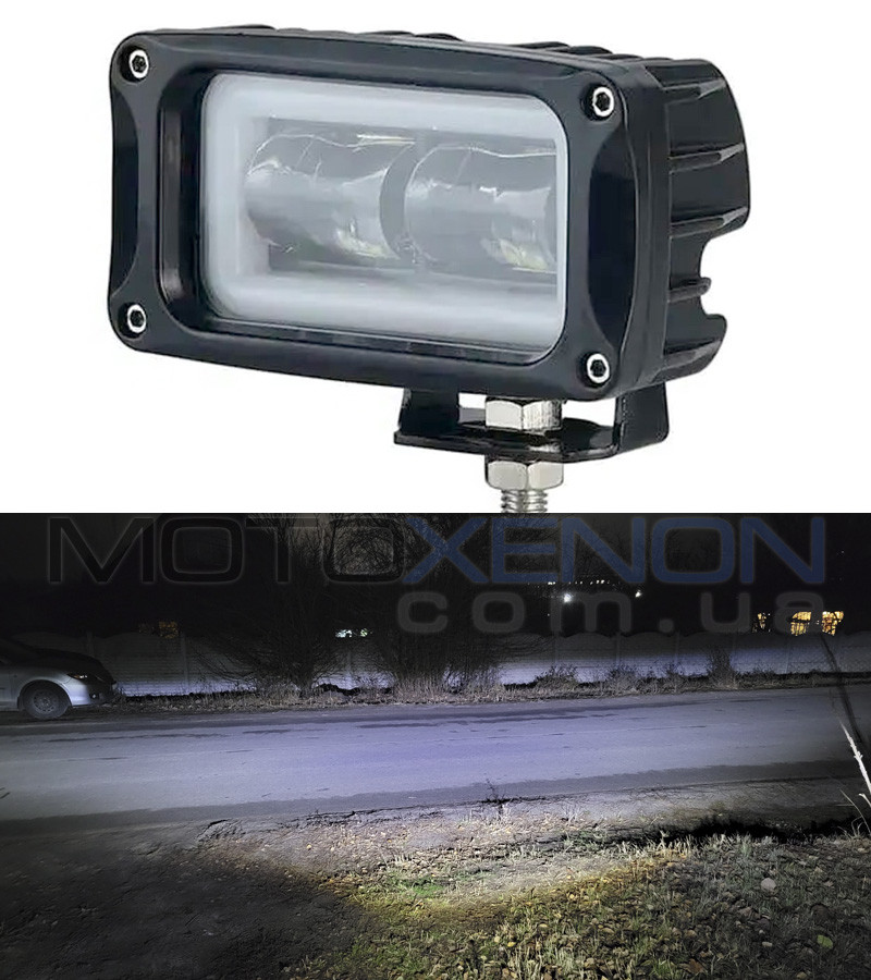 Світлодіодна LED лед фара ближнє світло (2 лінзи+ДХО) прямокутна, додаткова, чітка межа світла