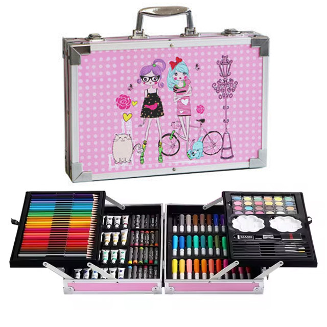 Дитячий набір для творчості Суперподружки 145 предметів в скринці Рожевий