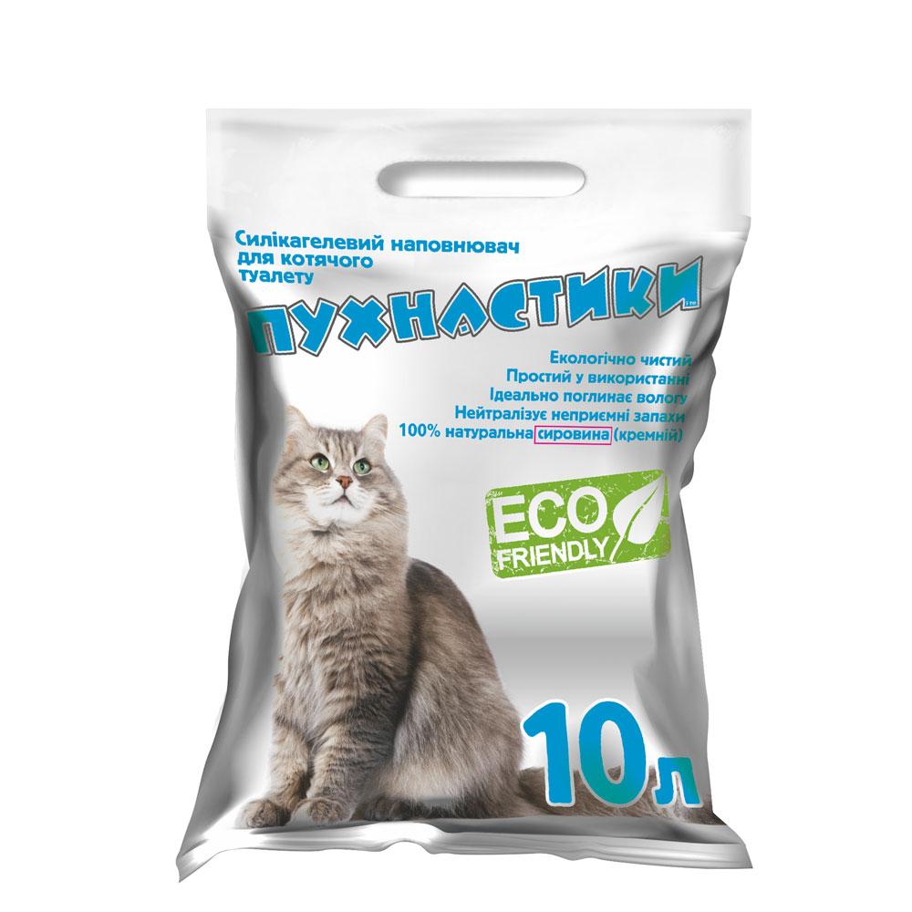 Силікагелевий наповнювач для котячого туалету "Пухнастики" 10 л