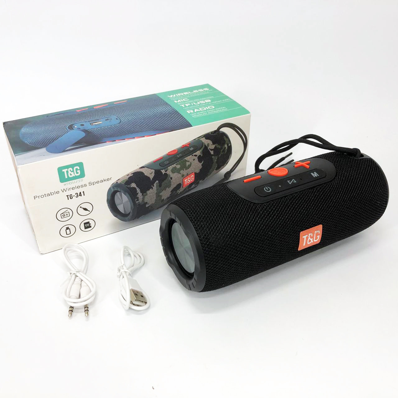 Портативна Bluetooth-колонка TG341 зі шнурком, акумуляторна переносна колонка. Колір: чорний