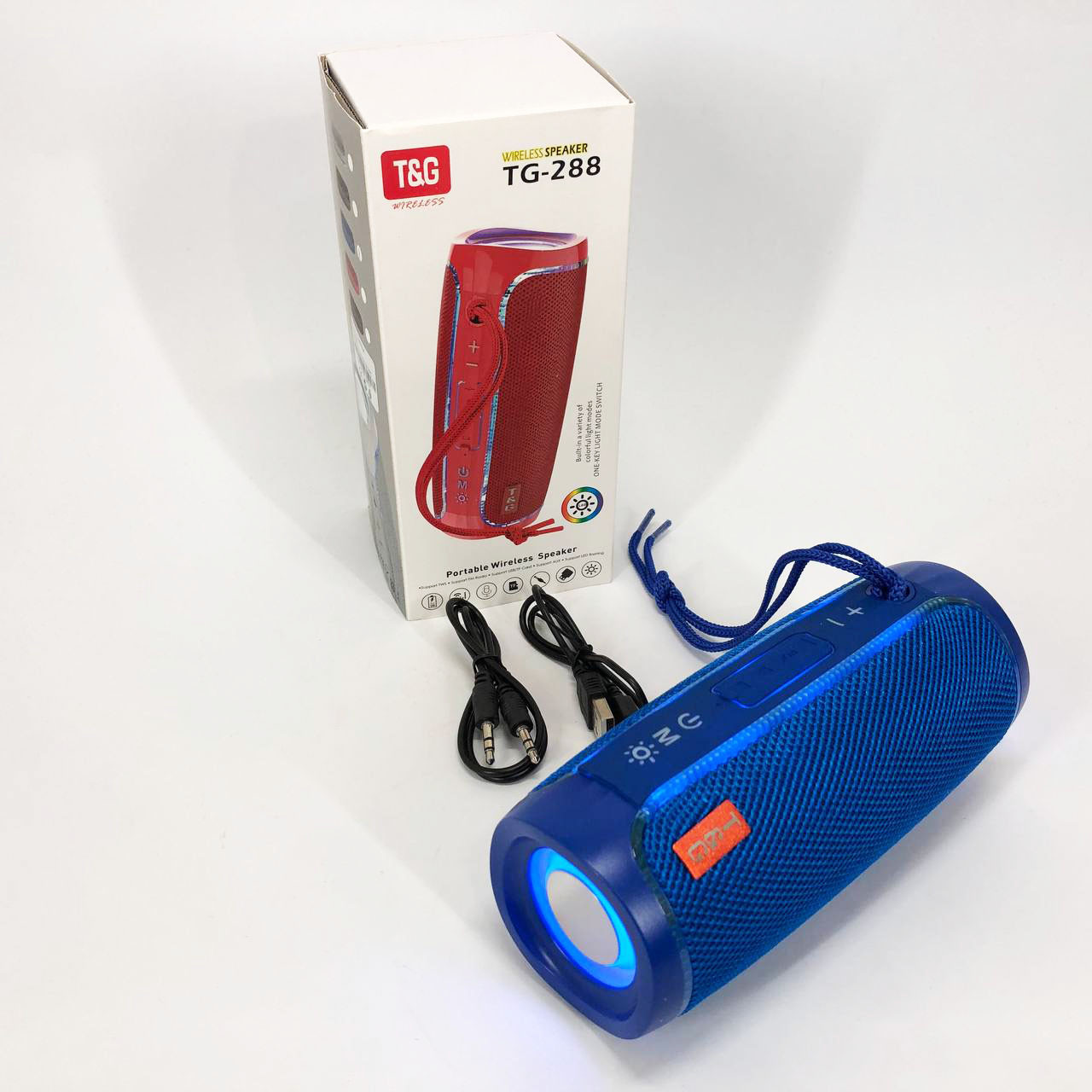 Портативна Bluetooth-колонка з LED-підсвіткою TG288 бездротова колонка портативна потужна. Колір: синій