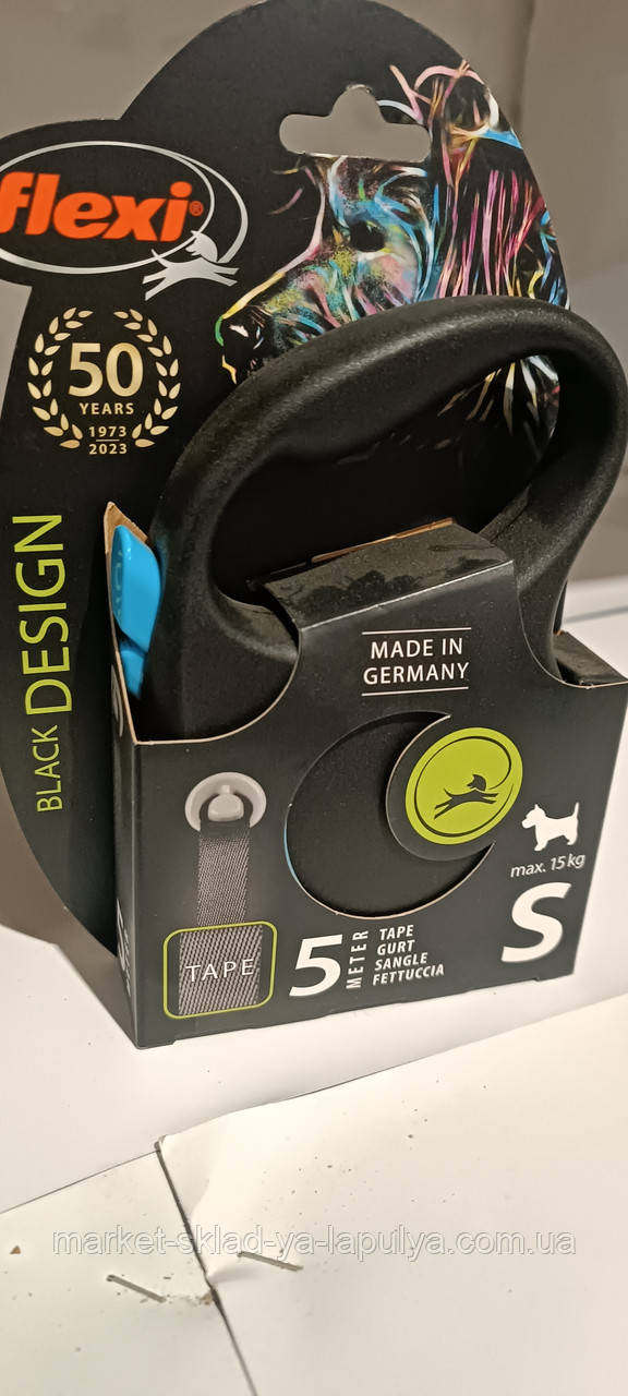 Рулетка повідець flexi black design S 5м 15 кг, фото 1