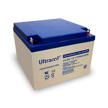 Акумуляторна батарея Ultracell UL26-12 AGM 12V 26 Ah (167x 175 x 125) White Q1/180, фото 1