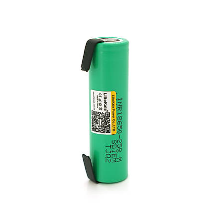 Акумулятор 18650 Li-Ion LiitoKala Lii-25R-N(Nickel), 2500mAh (2450-2650mAh), 3.7V (2.75-4.2V), Green, PVC BOX, фото 1