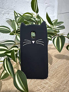 Силіконовий чохол для Samsung Galaxy J330 / J3 2017 - 3D Cat (Кіт с вусами), Чорний