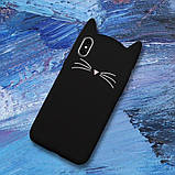 Силіконовий чохол для iPhone XR - 3D Cat (Кіт з вусами), Чорний, фото 3