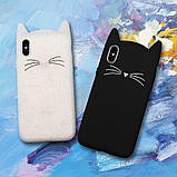 Силіконовий чохол для iPhone XR - 3D Cat (Кіт з вусами), Чорний, фото 4