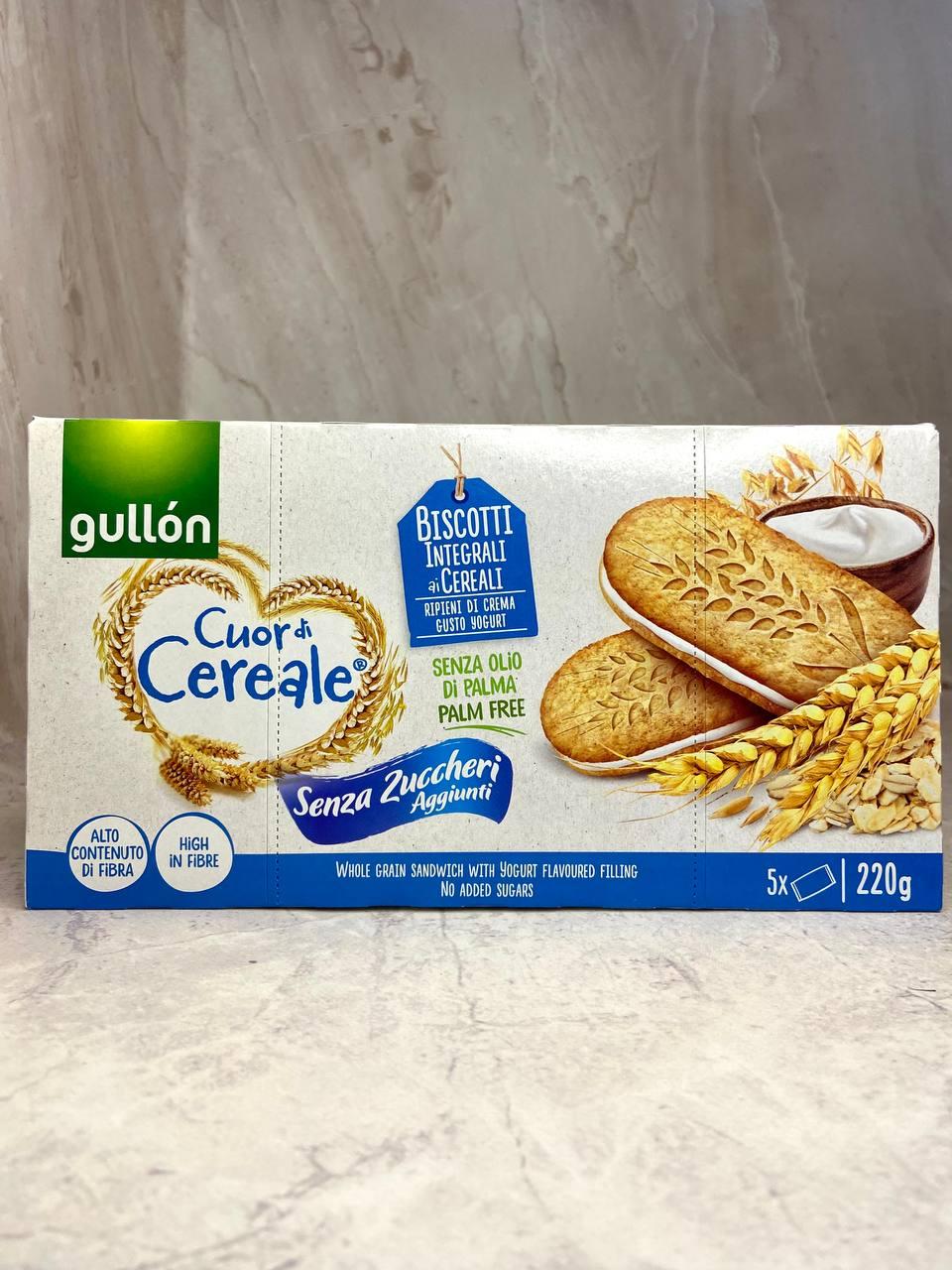 Печиво без цукру злакове з йогуртовим кремом GULLON Cuor de Cereale Yogurt, 220 г