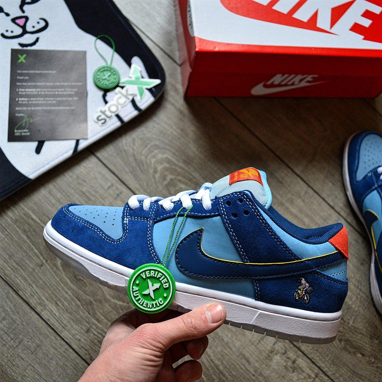 Чоловічі кросівки Nike Dunk Low Pro SB The Predatory Bird Why So Sad? Сині Найк СБ Данк повсякденні шкіра текстиль демісезон