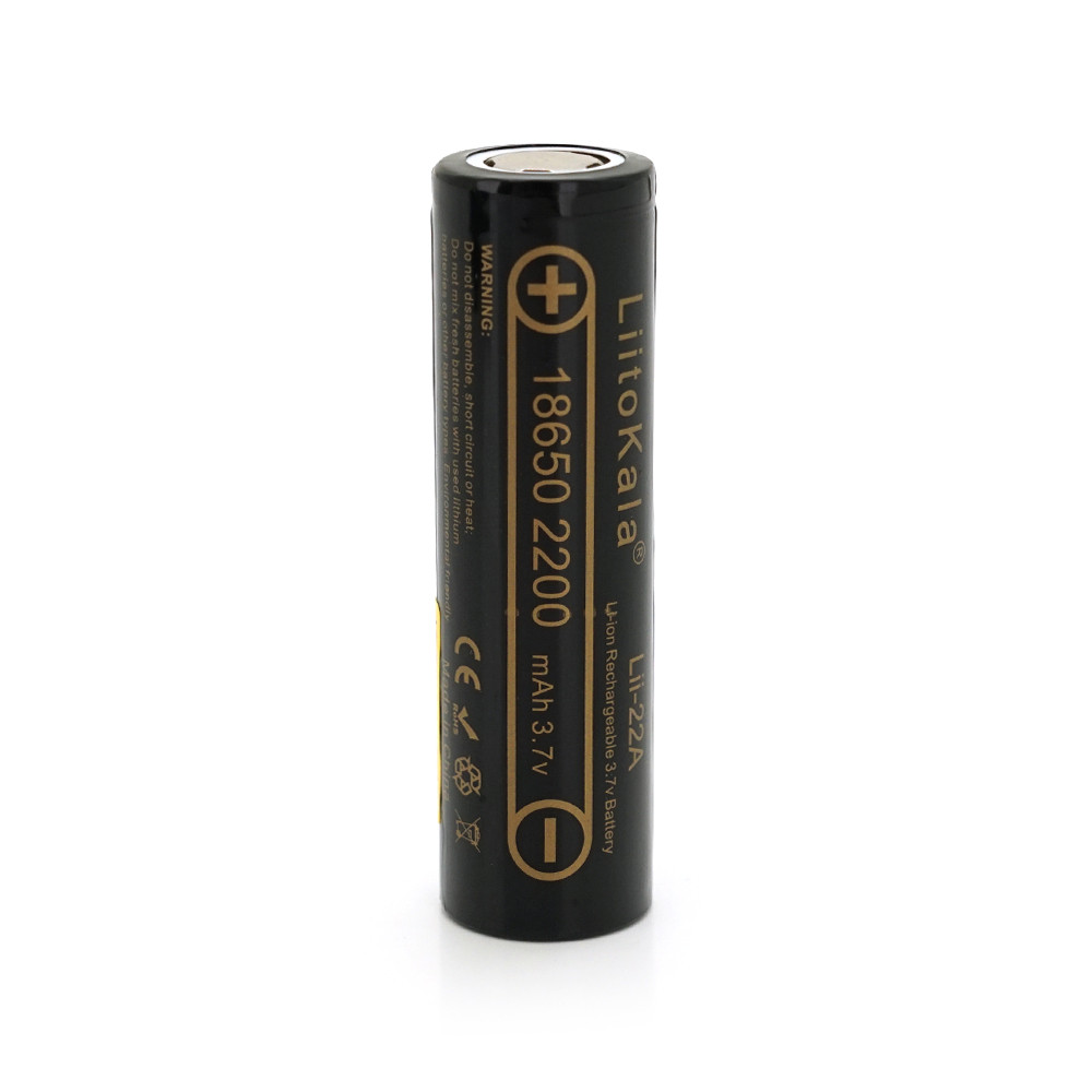 Акумулятор 18650 Li-Ion LiitoKala Lii-22A, 2200mah (2100-2300mah), 3.7 V (2.75-4.2V), Black, PVC BOX Q2, ціна