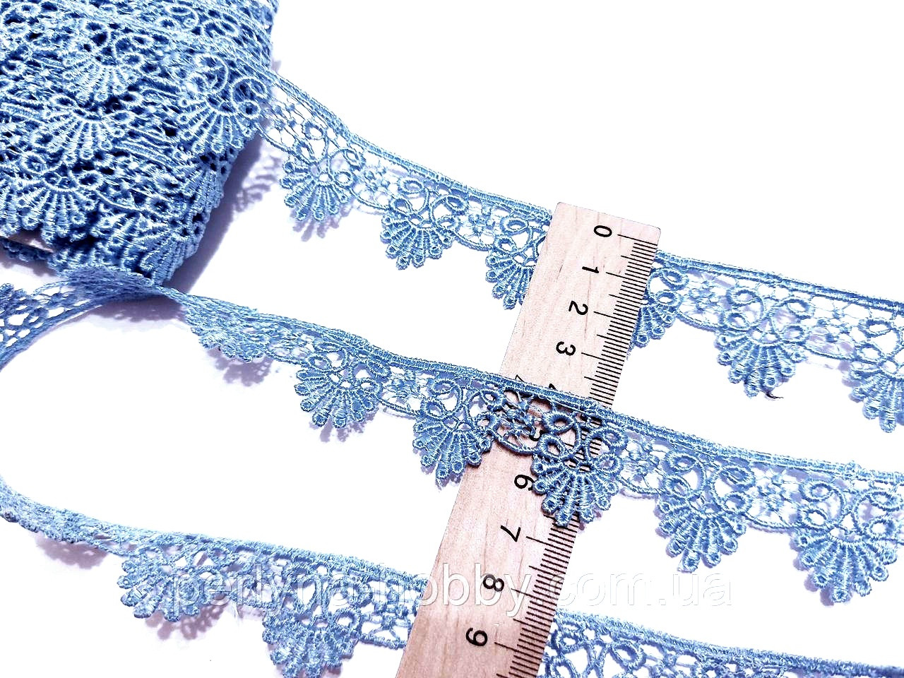 Мереживо макраме вузьке 25 мм. Голубе. Ціна за 1 метр.