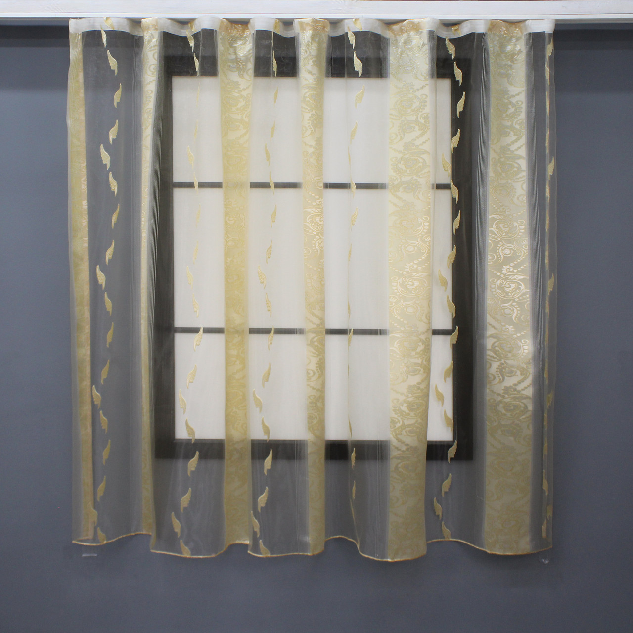 Тюль (2,5х1,65м.) органза з нейлоновою вишивкою. Колір золотистий. Код 1280т 42-0336, фото 1