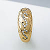 Кільце "Класика" з візерунком та розсипом каменів р.16,5; р.17; р.18; р.19; р.19,5 медичне золото Xuping 18К, фото 2