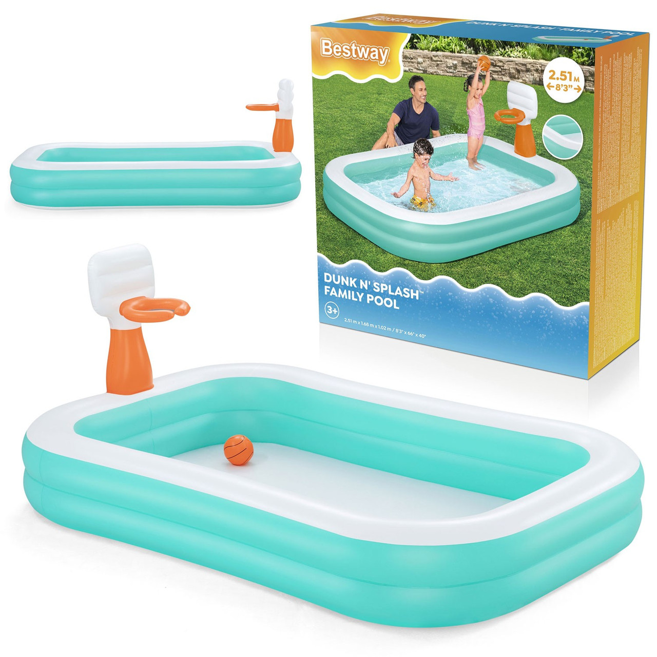 Басейн надувний дитячий Dunk'N Splash Bestway 54445 251x168x102 см, фото 1