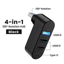 Поворотний USB-хаб 4-в-1 usb typeC, фото 4