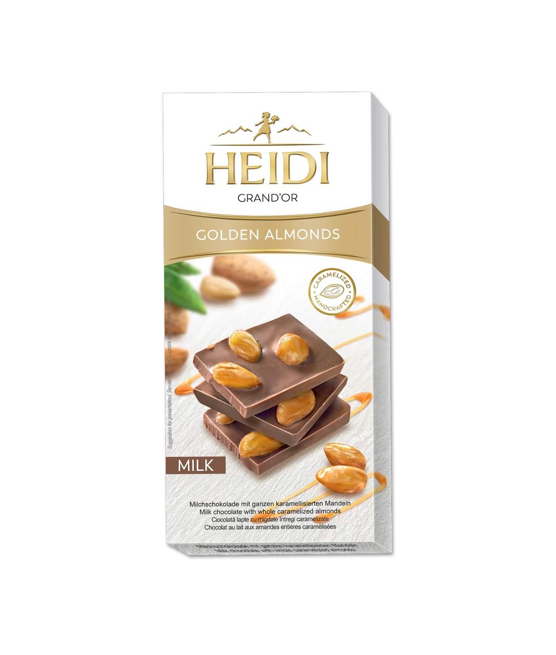 Молочний шоколад Heidi з цільним карамелізованим мигдалем 100 грамів, фото 1