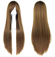 Перука шатенки рівна довга 80см з довгою чілкою