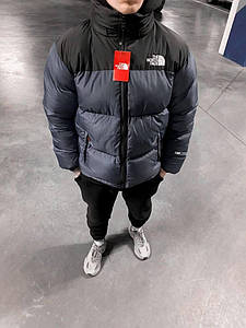 Чоловіча зимова куртка на пуху чорна The North Face 700 / пуховик графітового кольору