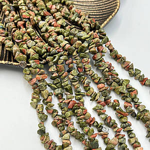 Намистини «Скол» / Яшма «Унакіт» / Ø 4-6 мм / Нитка ≈ 128 намистин