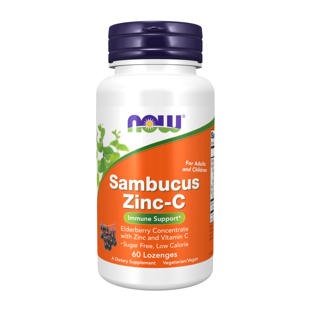 Now Sambucus Цинк+Вітамін С, 60 шт