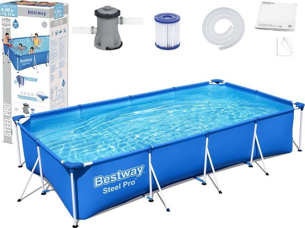 Басейн каркасний прямокутний 8в1 Bestway 56424 Steel Pro 400 x 211 см, фото 1