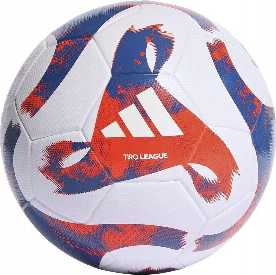 М'яч футбольний Adidas Tiro League TSBE біло-синьо-червоний HT2422, розмір 5