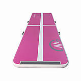 Мат гімнастичний надувний MASTER, 300 x 100 x 10 см, рожево-білий, фото 2