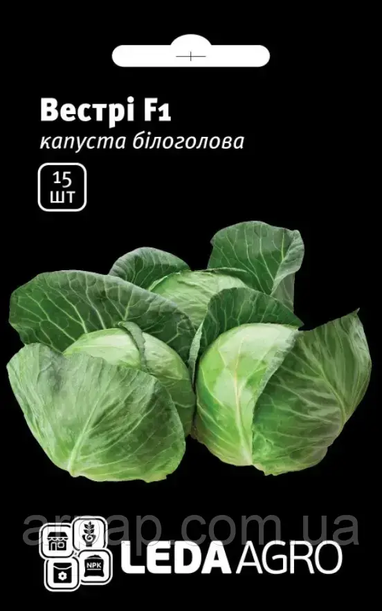 ВЕСТРІ F1 15 ШТ LEDA AGRO КАПУСТА БІЛОКАЧАННА НАСІННЯ (ВЕСТРІ F1 КАПУСТА БІЛОКАЧАННА СЕРЕДНЬО-РАННЯ НАСІННЯ), фото 1