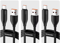 Кабель Toocki (3 шт) 100W USB to USB Type-C 2м для быстрой зарядки