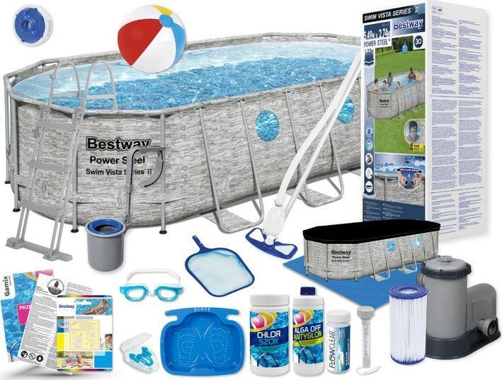 Басейн каркасний овальний 7в1 Bestway Power Steel Swim Vista з вікном 549 x 274 x 122 см, фото 1