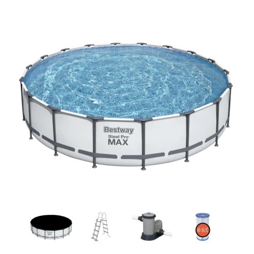 Басейн каркасний 5в1 BESTWAY Steel Pro MAX 549 x 122 см + насос + кришка + сходи, фото 1
