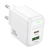 Мережевий Зарядний Пристрій Borofone BAS44A 1USB-C/1USB PD/QC 20W Колір Бiлий, фото 4
