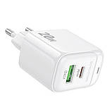 Мережевий Зарядний Пристрій Borofone BAS44A 1USB-C/1USB PD/QC 20W Колір Бiлий, фото 6