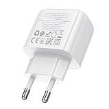 Мережевий Зарядний Пристрій Borofone BAS44A 1USB-C/1USB PD/QC 20W Колір Бiлий, фото 8