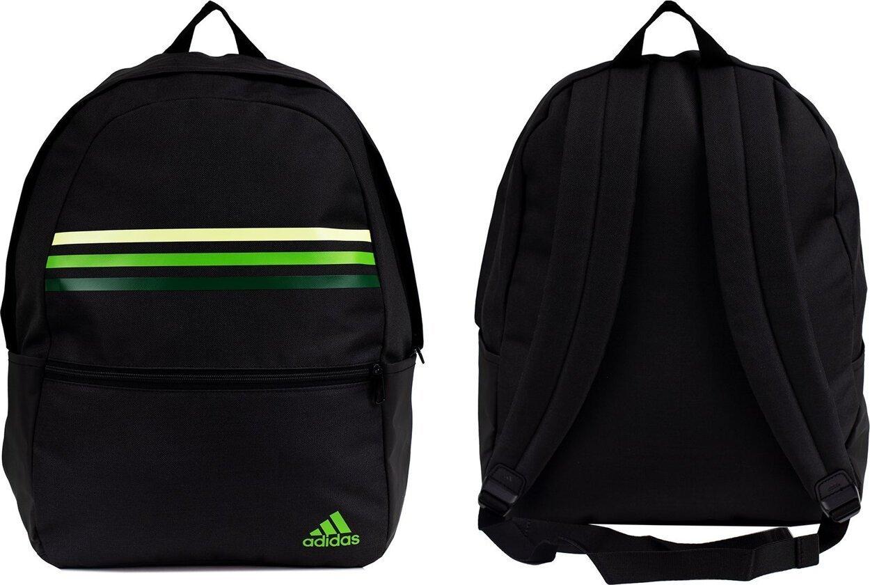 Шкільний міський спортивний рюкзак Adidas Classic Horizontal 3-Stripes чорно-зелений HY0743