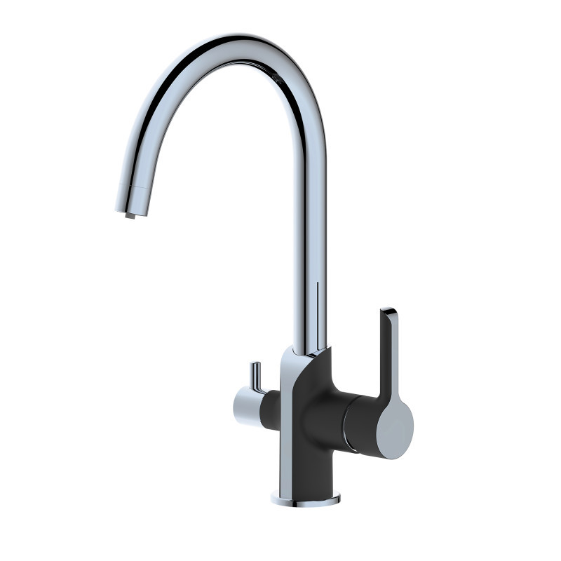 Змішувач для кухні Qtap Grand QTGRA362CRB45669 з під'єднанням для питної води Chrome/Black, фото 1