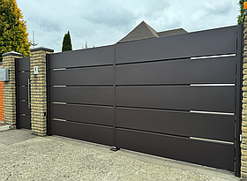 Ворота розпашні металеві автоматичні Преміум Тип Горизонт Invisible Box