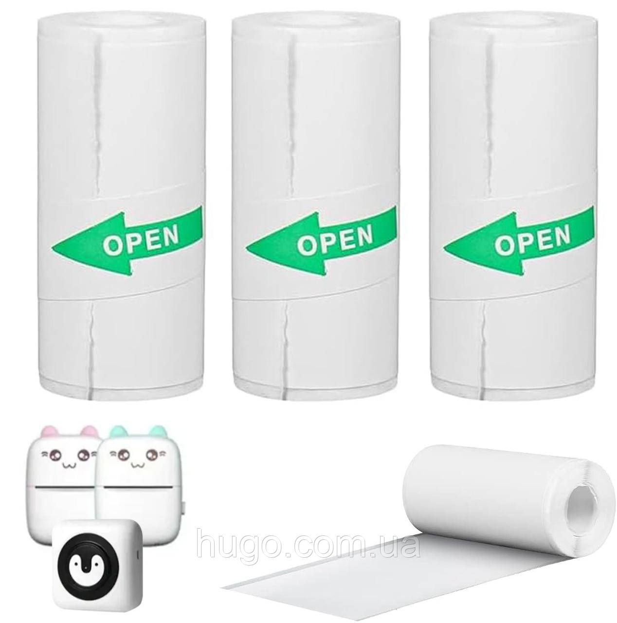 Набір 3шт Самоклеючий папір для термопринтера 57х25мм / Самоклейка для термопринтера / Термопапір наклейка, фото 1