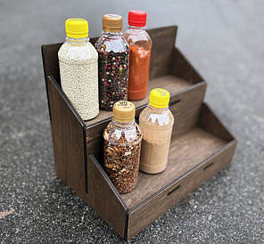 Гірка на 2 полиці (Вітрина-органайзер для чаю, батончиків, спецій та ін.) 30х20х24 см, коричнева, фото 3