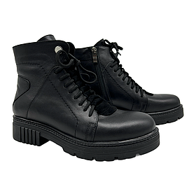 Черевики мартинс жіночі зимові чорні з натуральної шкіри «Style Shoes» 39