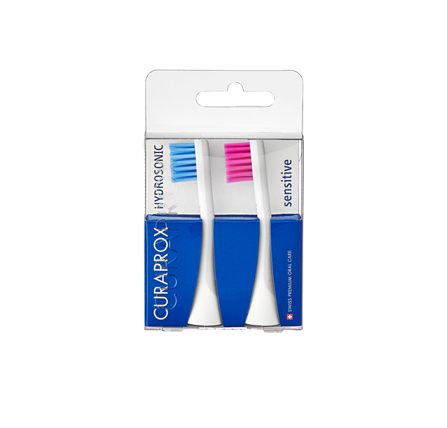 Насадки Sensitive для звукової електрощітки Curaprox Hydrosonic Ortho (2шт) blue/pink