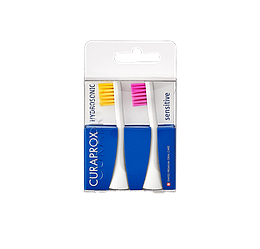Насадки Sensitive для звукової електрощітки Curaprox Hydrosonic Ortho (2шт) жовтий/рожевий