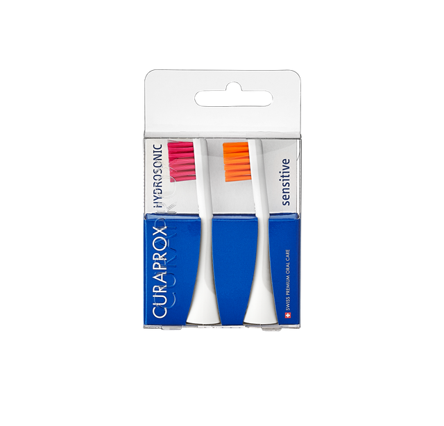 Насадки Sensitive для звукової електрощітки Curaprox Hydrosonic Ortho (2шт) magenta/orange, фото 1