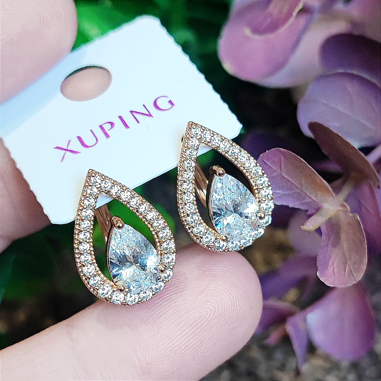 Сережки Xuping довжина 1.7см ширина 1.2см медичне золото позолота 18К с1522